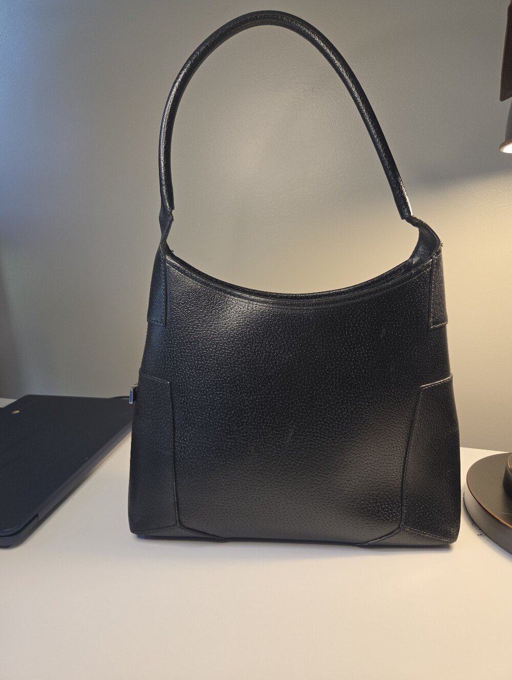 Salvatore Ferragamo Black Leather Purse Handbag Authentic Snakeskin